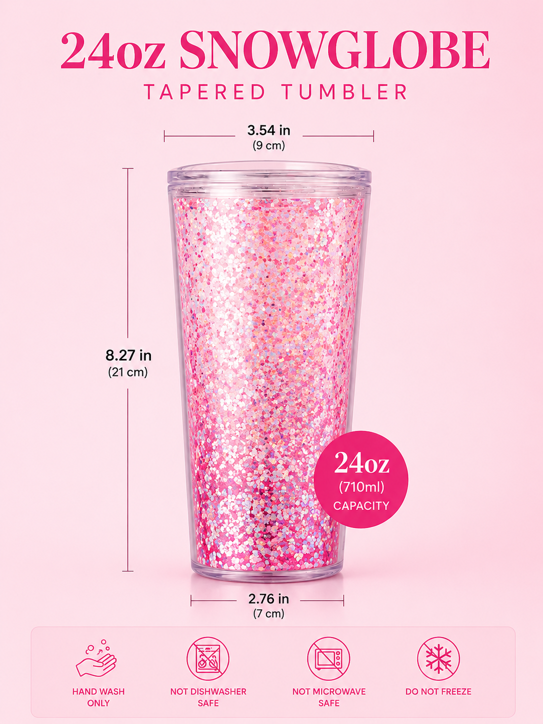 24oz Snowglobe Tapered Tumbler