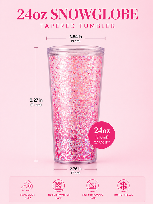 24oz Snowglobe Tapered Tumbler