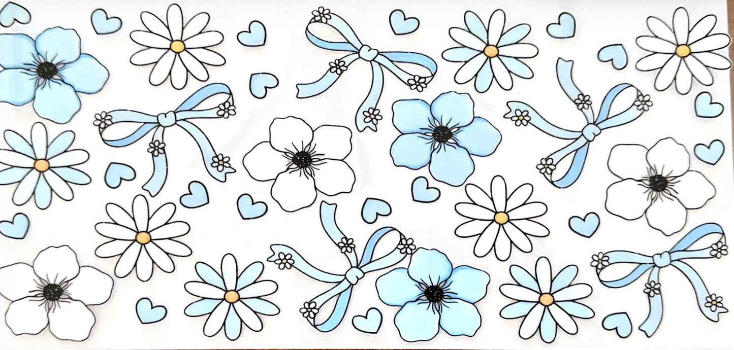 Blue bows and flowers