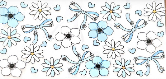 Blue bows and flowers