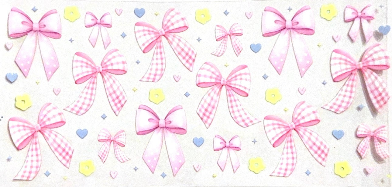 Gingham pink bows